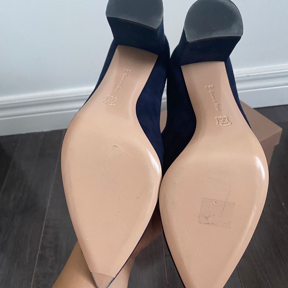 Gianvito Rossi Piper 85 Blue Suede Block Heels - Picture 8 of 8